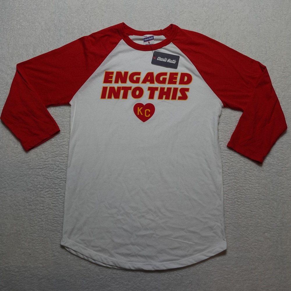 Charlie Hustle Raglan Tee Women S White Red Brand New Engaged Into This KC Heart